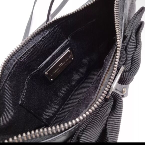 Auth Salvator Ferragamo Black Leather Small Studded Crescent Vara Hobo Bag - Picture 7 of 9